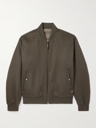 Reversible Leather-Trimmed Cashmere Bomber Jacket