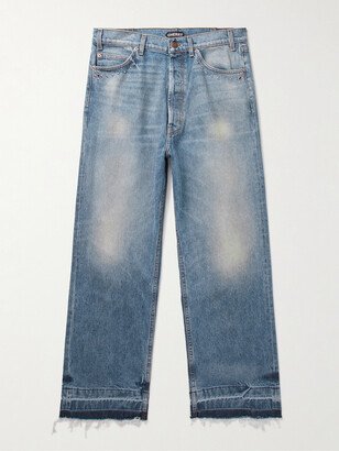 Cherry Los Angeles Wide-Leg Distressed Embellished Jeans