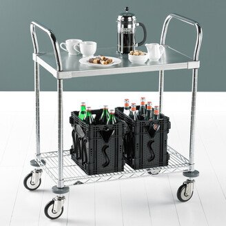 Metro Commercial Solid Shelf Serving Cart Galvanized & Chrome