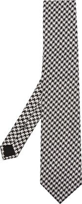 Houndstooth-Pattern Silk Tie