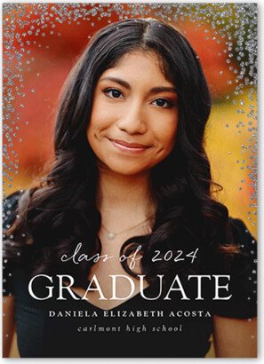 Graduation Announcements: Sparkling Sprinkle Graduation Announcement, White, Silver Glitter, Matte, Signature Smooth Cardstock, Square