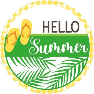 Hello Summer Flip Flop Wreath Sign - For Wreaths Door Hanger Tray Decor Bee