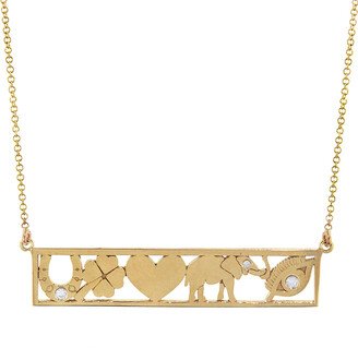 Good Luck Bar Yellow Gold Necklace