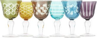 POLSPOTTEN Multicolor Cuttings Wine Glass Set