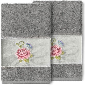 Rebecca Embellished Hand Towel - Set of 2 - Dark Gray