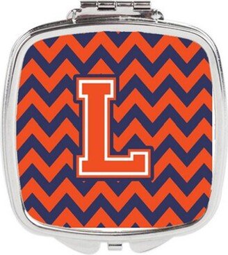 CJ1042-LSCM Letter L Chevron Orange & Blue Compact Mirror, 3 x 0.3 x 2.75 in.