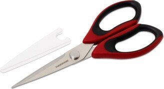 Professional High Carbon Stainless Steel Kitchen Shears With Safety Blade Cover & Non-Slip Handles, Black Red