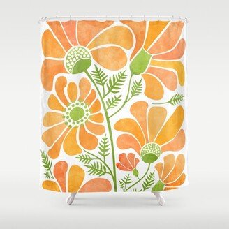 Happy California Poppies Floral Shower Curtain