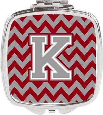 CJ1043-KSCM Letter K Chevron Crimson & Grey Compact Mirror