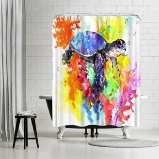 71 x 74 Shower Curtain, Coral Reef Sea Turtle 2 by Suren Nersisyan