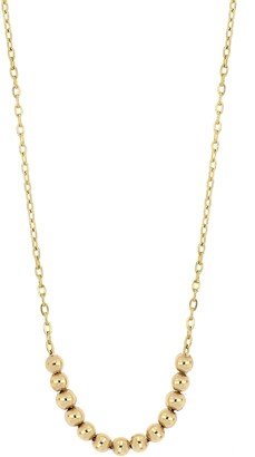 14K Gold Beaded Flex Bar Pendant Necklace