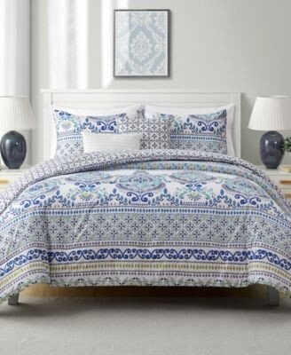 Malik Reversible Blue Medallion Comforter Sets