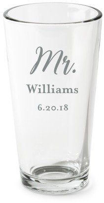 Pint Glasses: Mr And Mrs Set Pint Glass, Etched Pint, Set Of 1, White