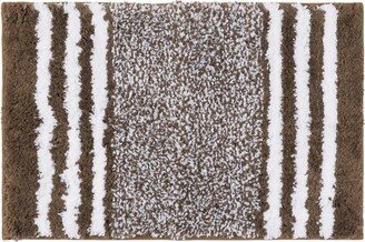 Unique Bargains Non-Slip Extra Soft and Absorbent Fluffy Striped Microfiber Bathroom Floor Mat Bath Rugs Brown