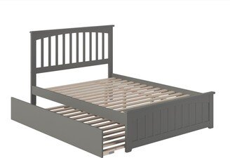 AFI Mission Full Platform Bed with Footboard with Twin Trundle in Grey