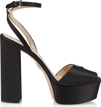 Logo Satin Platform Sandals