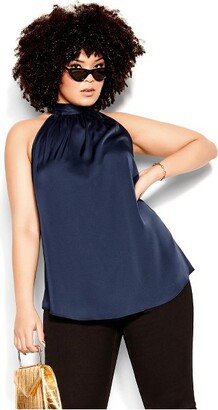 | Women's Plus Size Sexy Shine Top - Navy - 18W