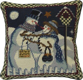 14 x 14 Snowman Couple Needlepoint Pillow