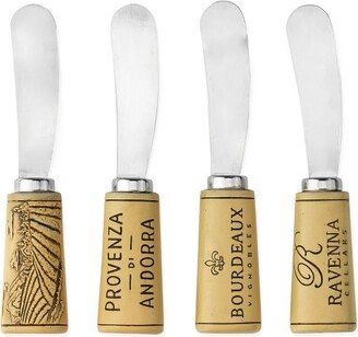 Cork Handled Cheese Spreader by Living® (Set of 4), Silver