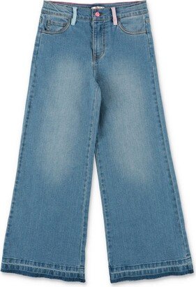 Jeans Blu Chiaro In Denim Di Cotone Bambina