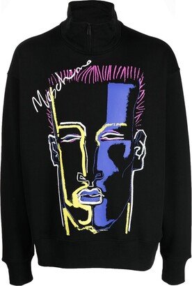 Graphic-Print Half-Zip Jumper