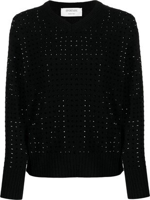 rhinestone-embellished V-neck jumper-AA