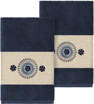 Isabell Embellished Hand Towel - Set of 2 - Midnight Blue