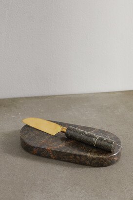Soho Home - Jermyn Marble Chopping Board And Knife - Green