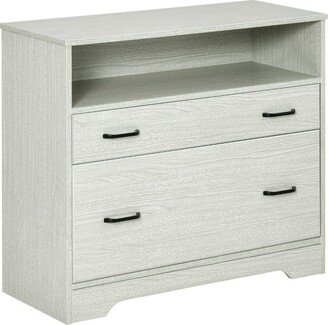 Lateral File Cabinet with Shelf, Office Storage Cabinet with 2 Drawers, Fits Letter Sized Papers, Gray
