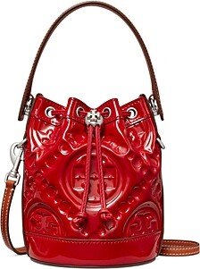 T Monogram Mini Debossed Patent Leather Bucket Bag