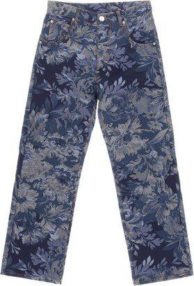 All-Over Patterned Straight Leg Jeans