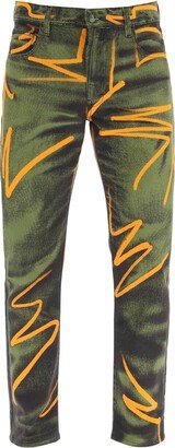 Graphic-Printed Straight-Leg Jeans