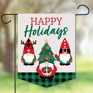 Big Dot Of Happiness Red and Green Holiday Gnomes - Outdoor Decor Double-Sided Garden Flag 12x15.25