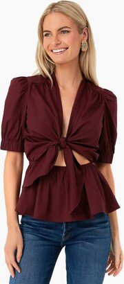 Hyacinth House Burgundy Piper Tie Front Blouse