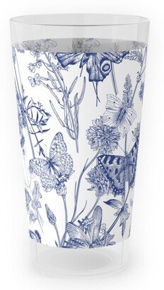 Outdoor Pint Glasses: Butterflies And Wild Flowers Outdoor Pint Glass, Blue