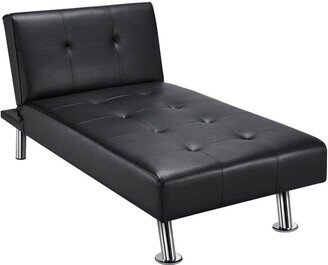 Modern Faux Leather Chaise Lounge Recliner Sleeper Sofa - 66L x 30W x 16H