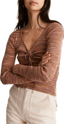 Space Dye V-Neck Cinched Sweater