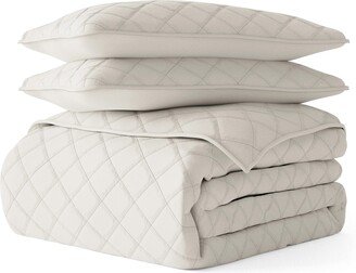 2-Piece Diamond Stitch Quilt Set - Twin