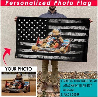 Dirt Go Kart Racing Personalized Flag, Gift For Car Guys, Late Models, Midget Car, Sprint Track Racer, Flag | Americanflag02