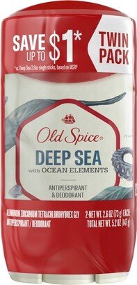 Invisible Solid Antiperspirant Deodorant for Men - Deep Sea - Sea Mineral Scent - 2.6oz/2pk