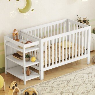 Convertible Crib/Full Size Platform Bed with Changing Table