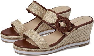 Callie Buckle Wedge (Luggage/Raffia) Women's Shoes