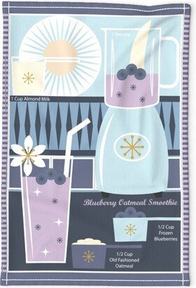 Healthy Breakfast Tea Towel - Blueberry Smoothie By Wolflingblue Periwinkle Blueberries Linen Cotton Canvas Spoonflower