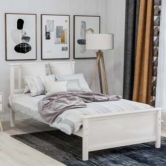 TOSWIN Classic and Stylish Twin Size Wood Platform Bed with Headboard, Footboard and Wood Slat Support, Solid Construction