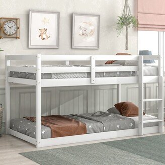 Twin over Twin Wooden Bunk Bed with Ladde