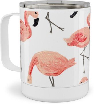 Travel Mugs: Flamingo Party - Pink Stainless Steel Mug, 10Oz, Pink