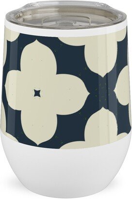 Travel Mugs: Bunchberry - Black Stainless Steel Travel Tumbler, 12Oz, Blue