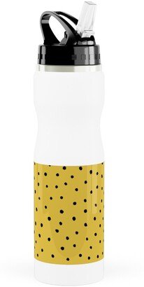 Photo Water Bottles: Minimal Dots - Abstract Rain Drops - Black And Yellow Stainless Steel Water Bottle With Straw, 25Oz, With Straw, Yellow
