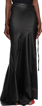 Black Asymmetric Denim Maxi Skirt