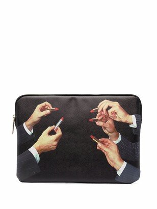 x Toiletpaper lipstick-print laptop case